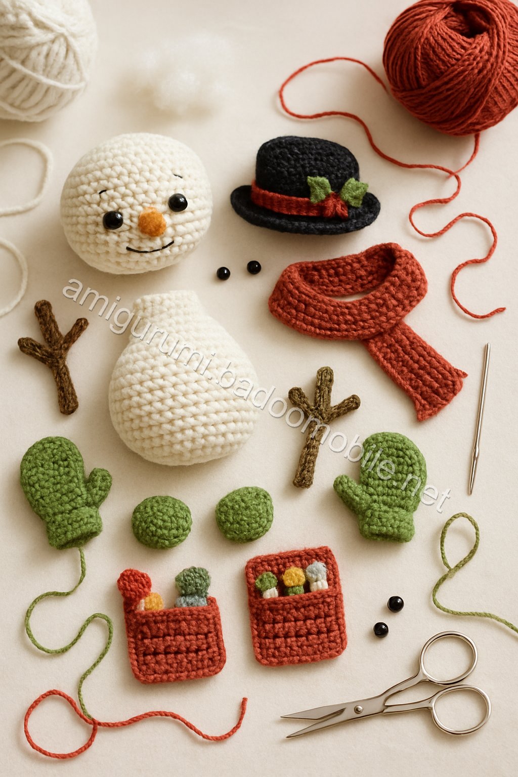 Amigurumi Snowman Free Pattern crochet parts