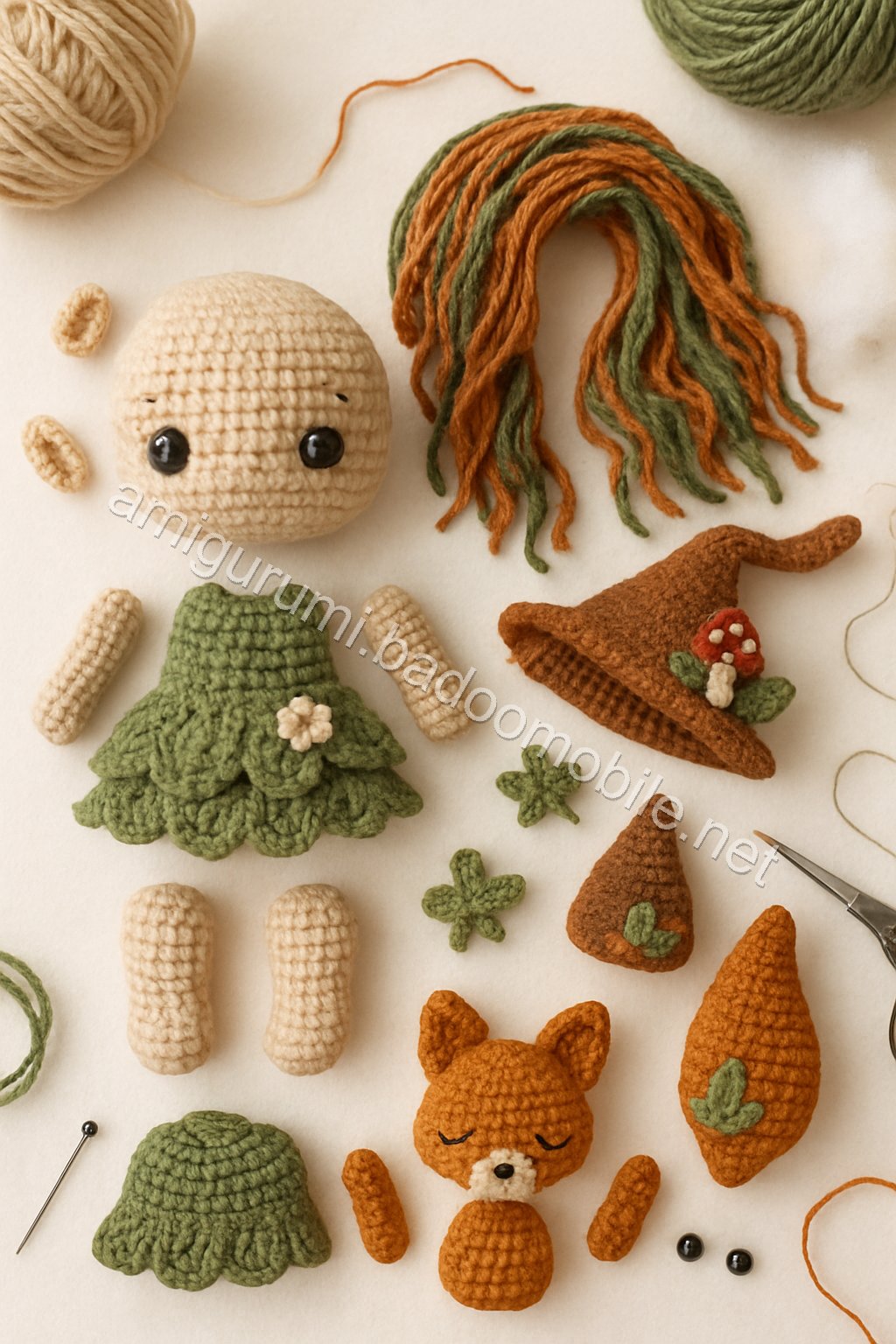 Amigurumi Autumn Forest Sprite Free Pattern crochet parts