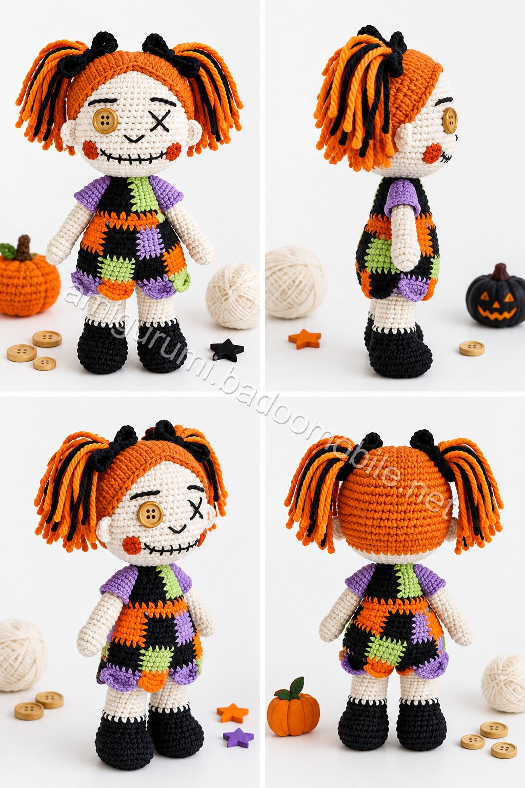 Amigurumi Patchwork Halloween Doll Duo Free Pattern