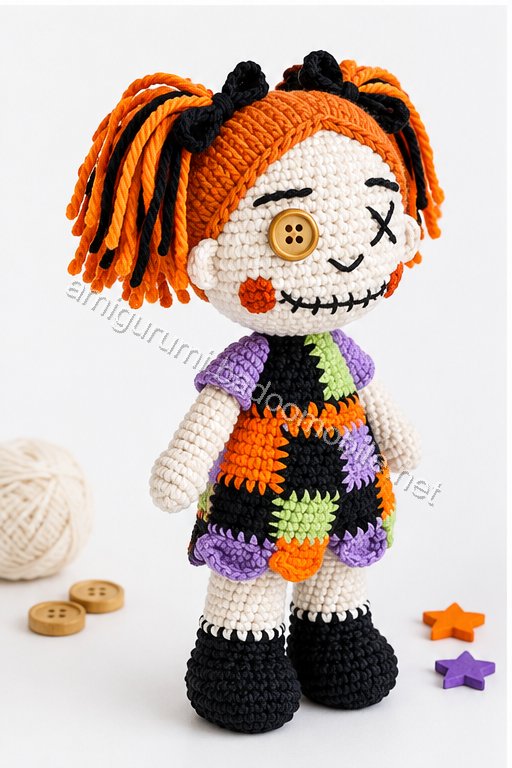 Amigurumi Patchwork Halloween Doll Duo Free Pattern