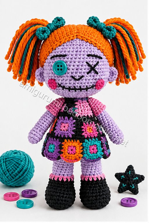 Amigurumi Patchwork Halloween Doll Duo Free Pattern