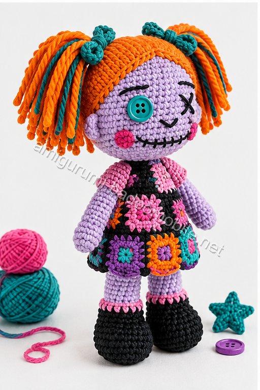 Amigurumi Patchwork Halloween Doll Duo Free Pattern
