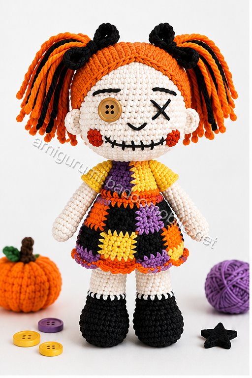 Amigurumi Patchwork Halloween Doll Duo Free Pattern