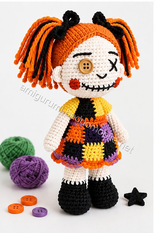 Amigurumi Patchwork Halloween Doll Duo Free Pattern